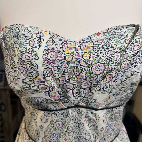 Anthropologie Girls from Savoy Swirled Paisley Strapless Dress Size 8 Fit Flare - Picture 6 of 13